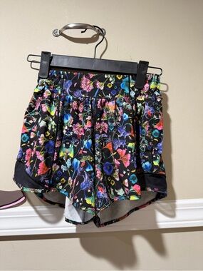 lululemon athletica Black Multicolor Floral Athletic Shorts